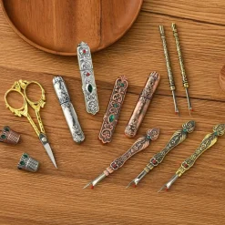 Flrhsjx Needle Storage Sewing Needles Holder Portable Sewing Storage Case Embroidery Needle Storage Case Box for Hand Sewing Needle Storage Vintage Needle Case DIY Sewing Tools (silver)