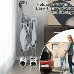Foldable Grocery Shopping Cart 24 Gallon Heavy Duty Steel Frame