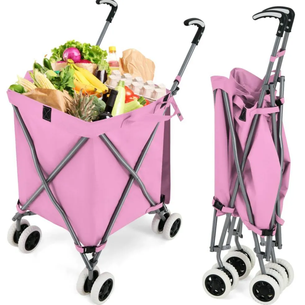 Foldable Grocery Shopping Cart 24 Gallon Heavy Duty Steel Frame