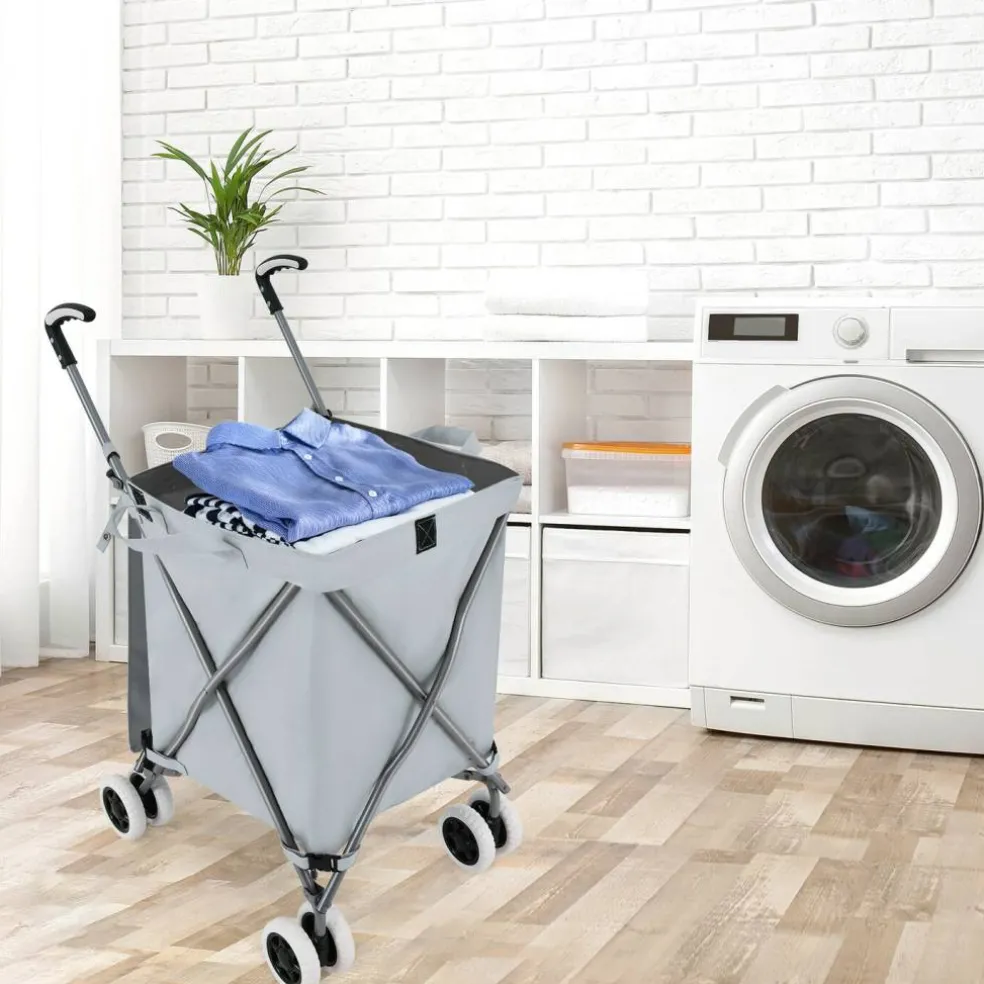 Foldable Grocery Shopping Cart 24 Gallon Heavy Duty Steel Frame
