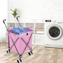 Foldable Grocery Shopping Cart 24 Gallon Heavy Duty Steel Frame