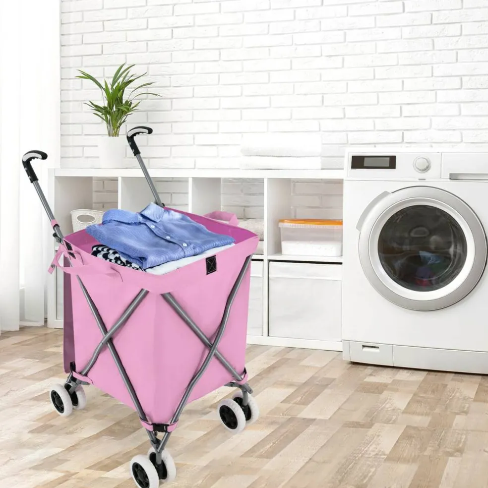 Foldable Grocery Shopping Cart 24 Gallon Heavy Duty Steel Frame
