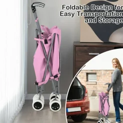 Foldable Grocery Shopping Cart 24 Gallon Heavy Duty Steel Frame
