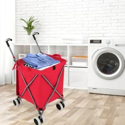 Foldable Grocery Shopping Cart 24 Gallon Heavy Duty Steel Frame