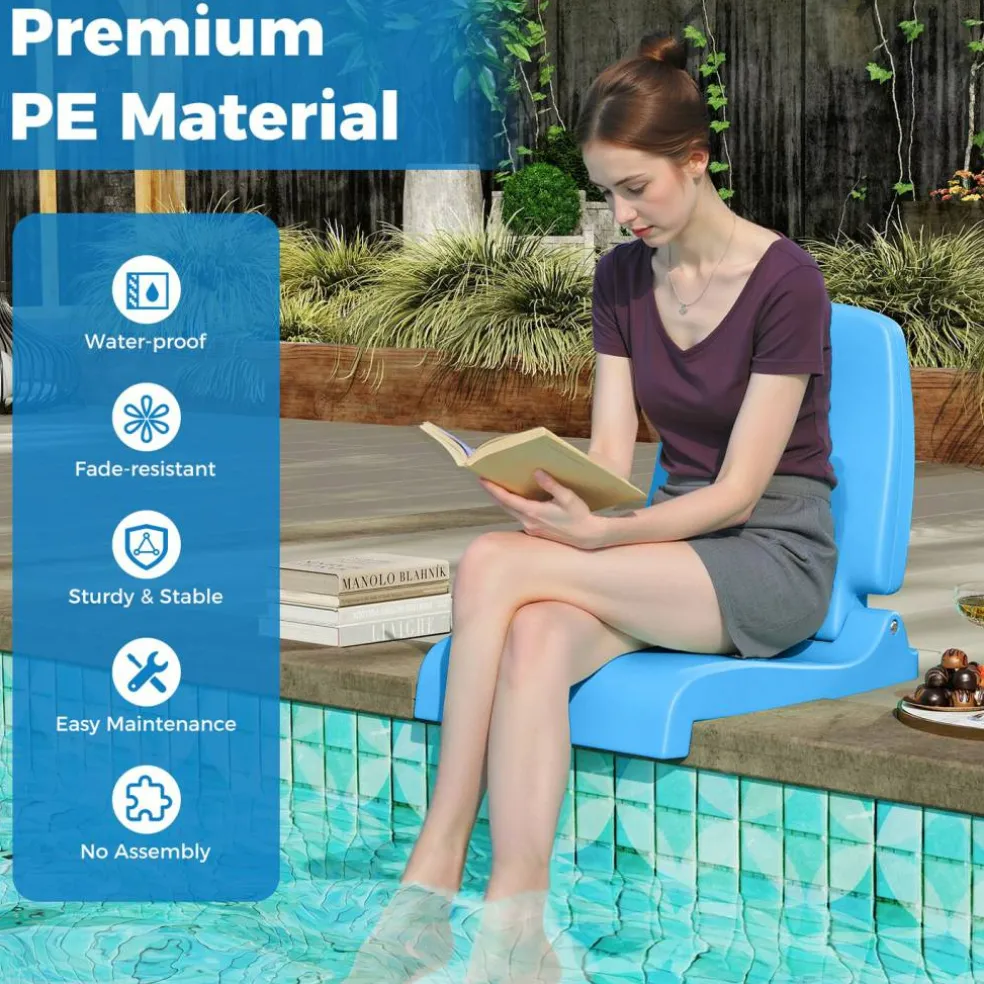 Foldable Poolside Chair Portable PE Ground Seat with Handle