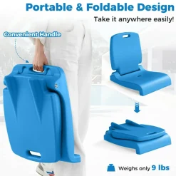 Foldable Poolside Chair Portable PE Ground Seat with Handle