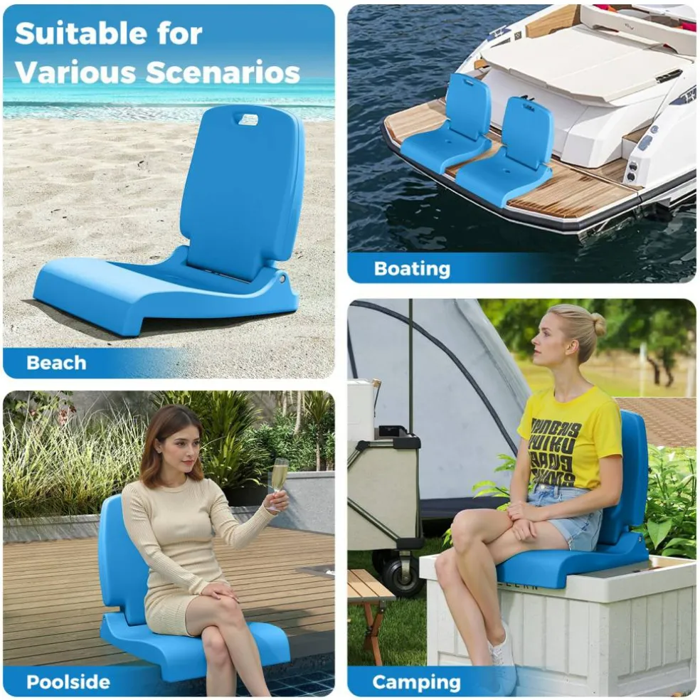 Foldable Poolside Chair Portable PE Ground Seat with Handle