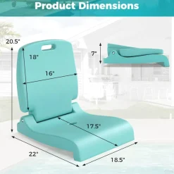 Foldable Poolside Chair Portable PE Ground Seat with Handle