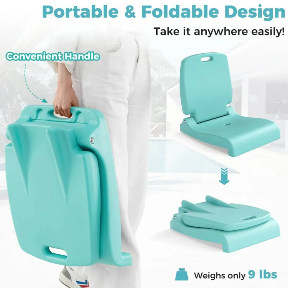 Foldable Poolside Chair Portable PE Ground Seat with Handle