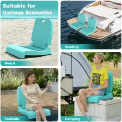 Foldable Poolside Chair Portable PE Ground Seat with Handle