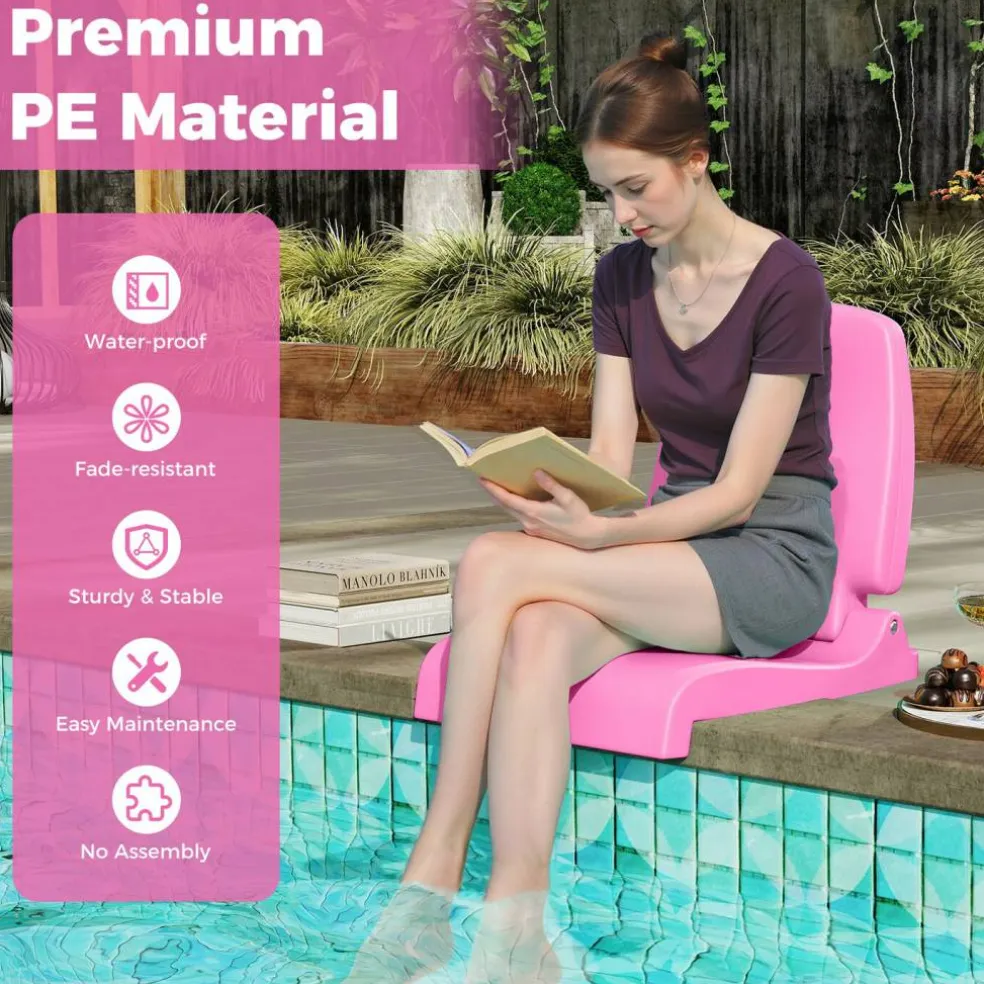 Foldable Poolside Chair Portable PE Ground Seat with Handle