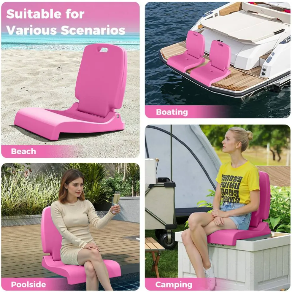 Foldable Poolside Chair Portable PE Ground Seat with Handle