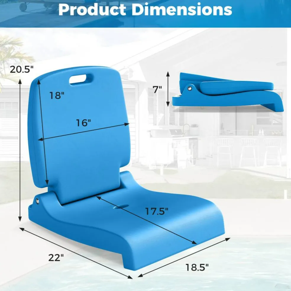 Foldable Poolside Chair Portable PE Ground Seat with Handle