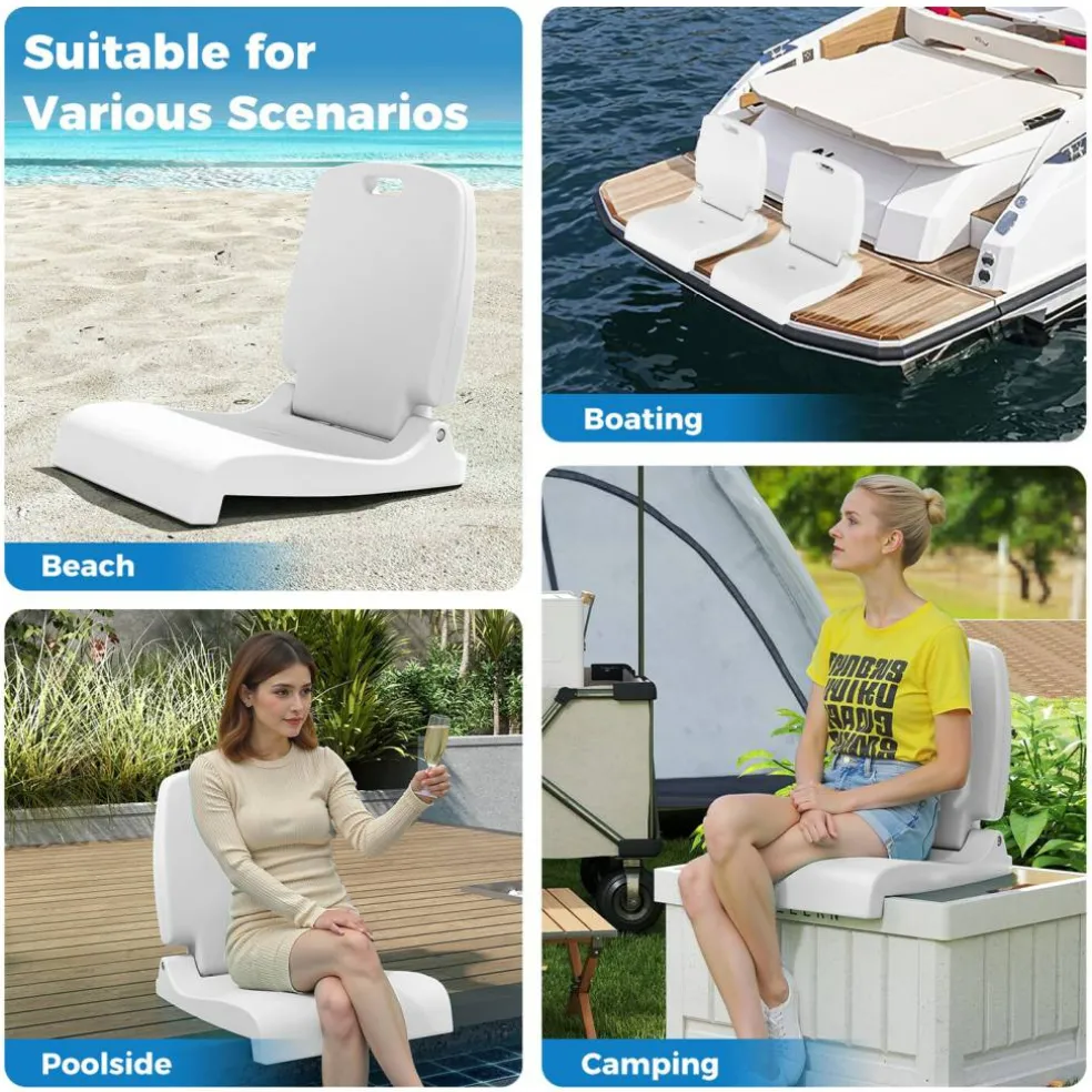 Foldable Poolside Chair Portable PE Ground Seat with Handle