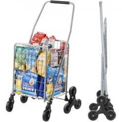 Foldable Stair Climber Cart 6 Wheel Shopping Trolley 45L Heavy Duty