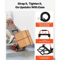 Foldable Stair Climber Hand Truck with 120 lbs Stair Capacity, Carbon Steel Frame Utility Cart, Adjustable Handle Dolly for Home and Office Use