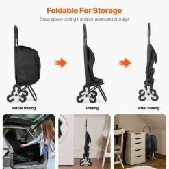 Foldable Stair Climbing Cart 36L Heavy Duty Shopping Hand Truck
