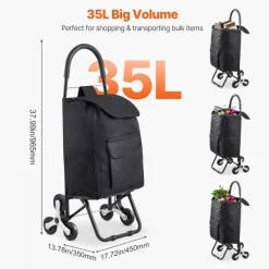 Foldable Stair Climbing Cart 36L Heavy Duty Shopping Hand Truck