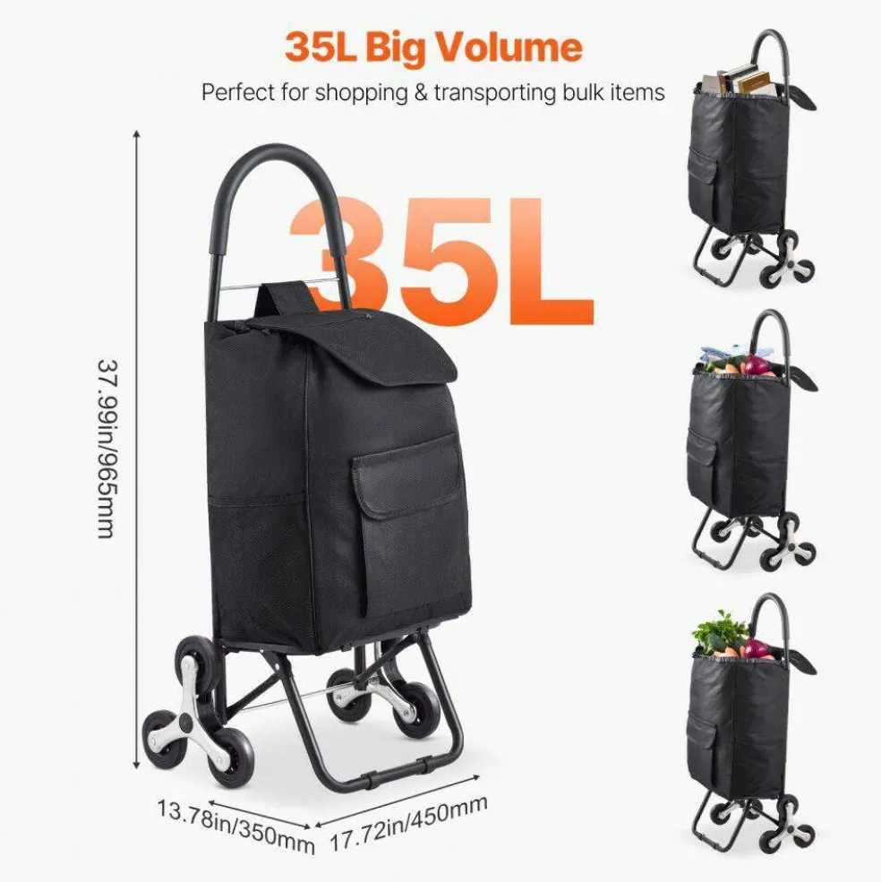 Foldable Stair Climbing Cart 36L Heavy Duty Shopping Hand Truck
