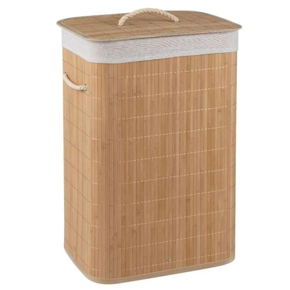 Foldable Wicker Laundry Hamper with Lid, 19 Gal Clothes Basket with Removable Washable Liner, Side Handles for Bedroom and Bathroom Storage