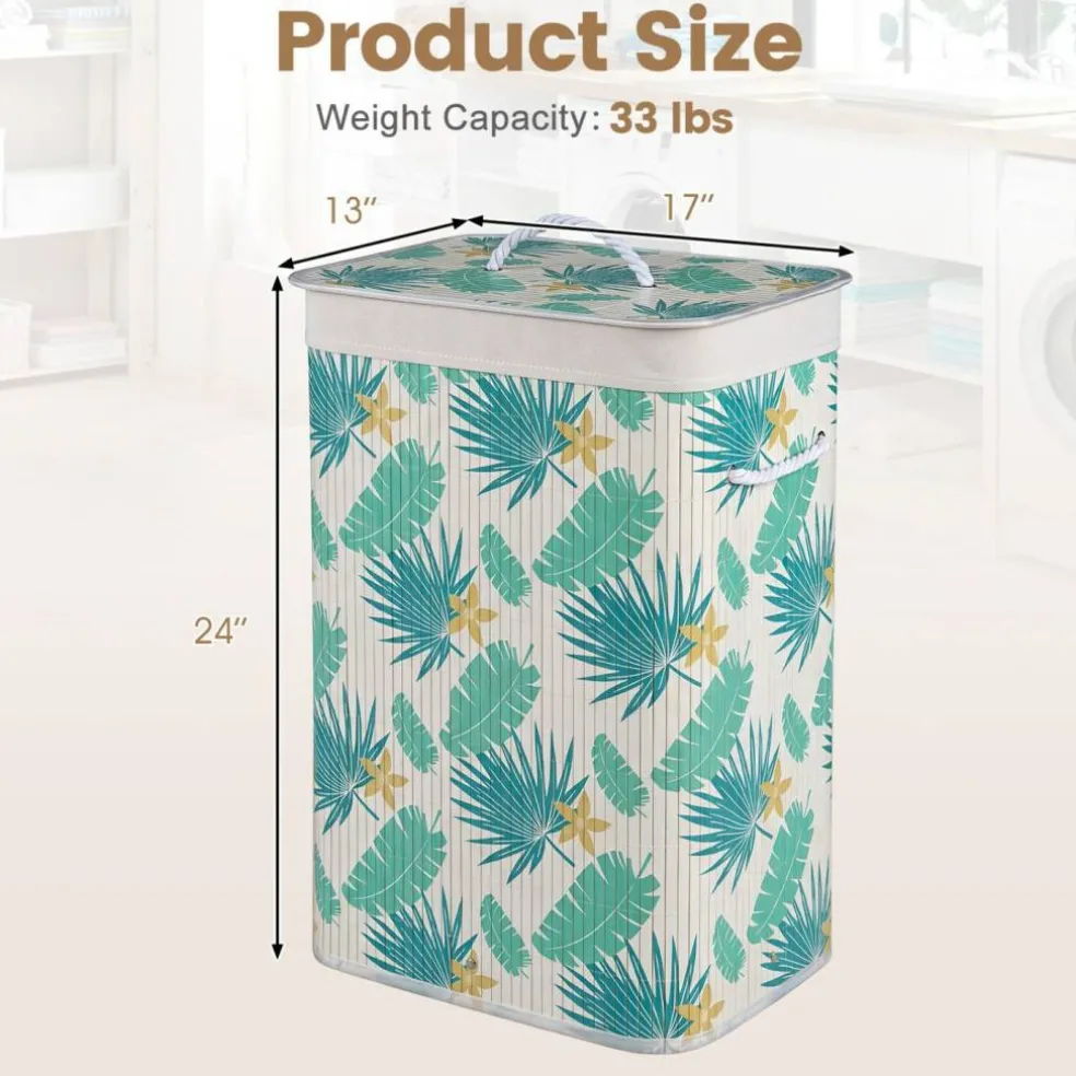 Foldable Wicker Laundry Hamper with Lid, 19 Gal Clothes Basket with Removable Washable Liner, Side Handles for Bedroom and Bathroom Storage