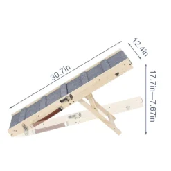 Folding Adjustable Wood Dog Ramp, Non-Slip Pet Ramp for Bed Sofa