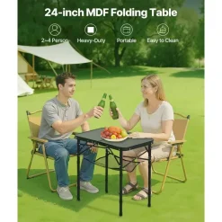 Folding Camping Table Adjustable Height with Mesh Layer