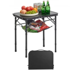 Folding Camping Table Adjustable Height with Mesh Layer