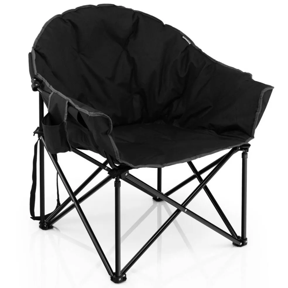 Folding Moon Camping Chair with Padded Seat, Cup Holder and Carrying Bag