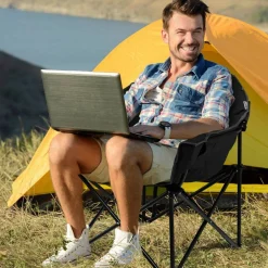 Folding Moon Camping Chair with Padded Seat, Cup Holder and Carrying Bag