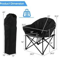 Folding Moon Camping Chair with Padded Seat, Cup Holder and Carrying Bag