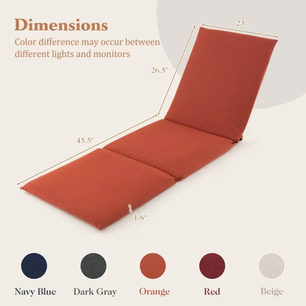 Folding Outdoor Chaise Cushion Pad with Adjustable Fixing Straps
