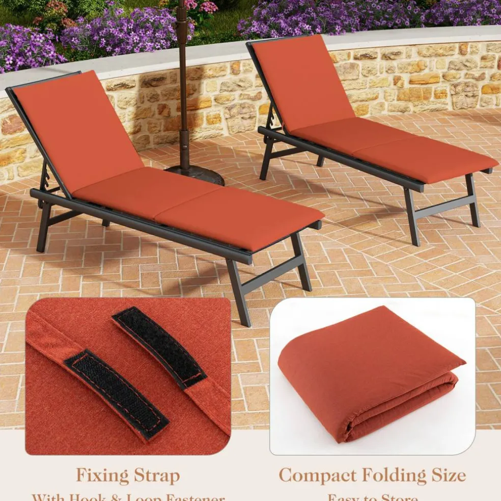 Folding Outdoor Chaise Cushion Pad with Adjustable Fixing Straps