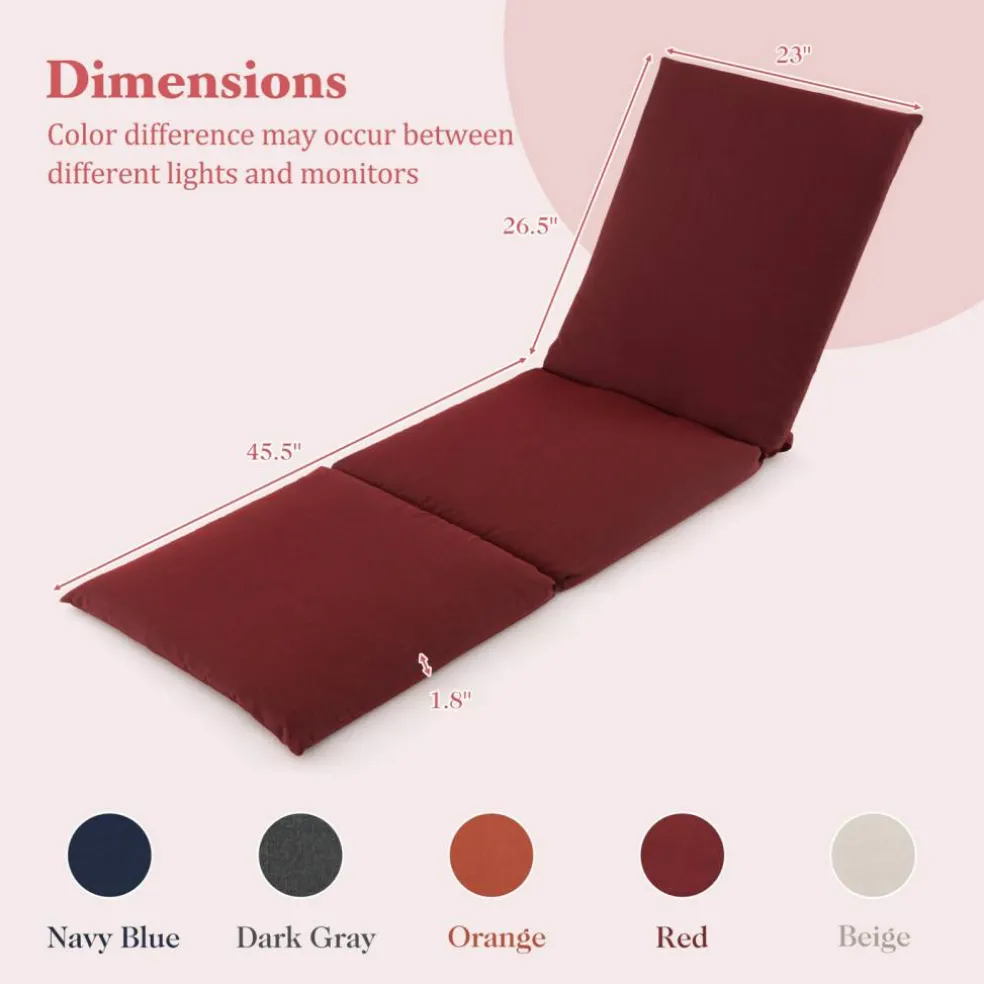 Folding Outdoor Chaise Cushion Pad with Adjustable Fixing Straps