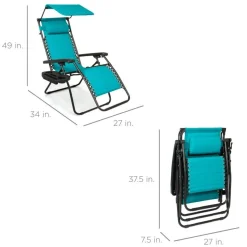 Folding Zero Gravity Lounge Chair with Sun Canopy for Patio