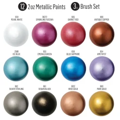 FolkArt® Metallic™ Jewel Tone Paint & Brush Kit