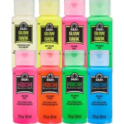 FolkArt® Neons & Glow-in-the-Dark 8 Color Acrylic Paint Set