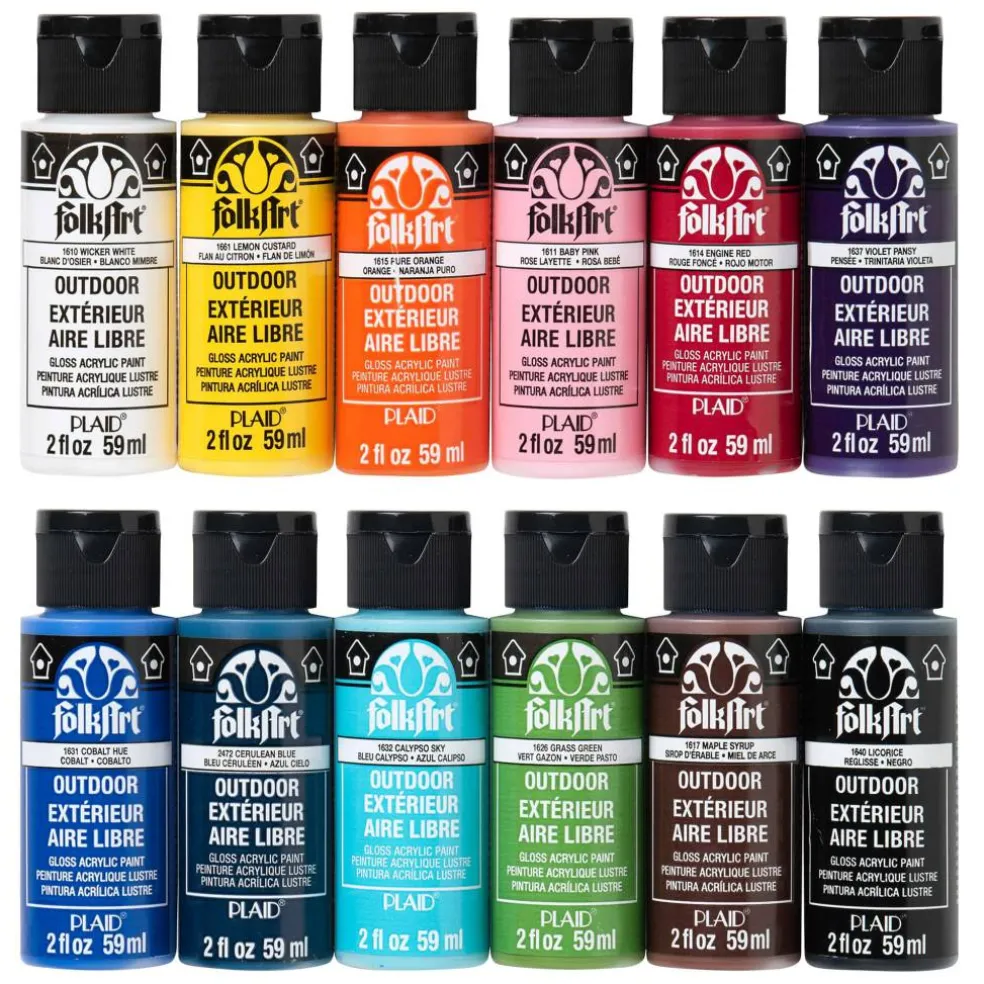 FolkArt® Outdoor Gloss Acrylic Craft Paint 12 Color Set
