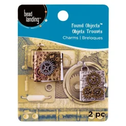 Found Objects™ Oxidized Brass Book Charms By Bead Landing™