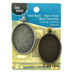 Found Objects™ Silver & Gold Oval Frame Pendants by Bead Landing™