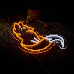 Fox Neon Sign for Wall Décor Fox Sign Dimmable LED Light Decor(Brown+White)