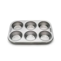 Fox Run 4867 Muffin Cupcake Bakeware Pan Stainless Steel 6 Cup