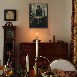 Framed Dark Academia Canvas Wall Art Gothic Victorian Woman Botanical Painting Moody Occult Vintage Wall Decor for Bedroom Living Room Gallery Home Decoration