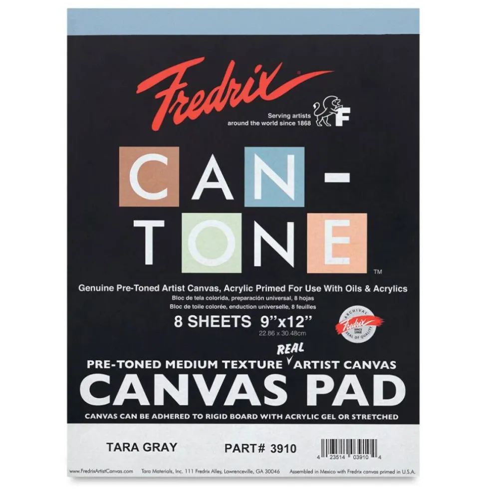 Fredrix Can-Tone Pre-Toned Canvas Pad - Tara Gray, 9" x 12"