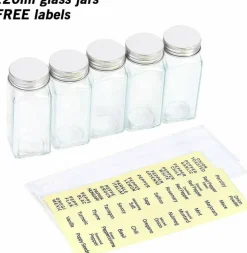 Freestanding Countertop Spice Shelf Holder with 20 Glass Jars