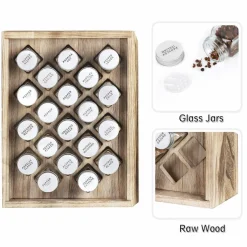 Freestanding Countertop Spice Shelf Holder with 20 Glass Jars