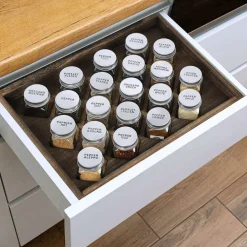Freestanding Countertop Spice Shelf Holder with 20 Glass Jars