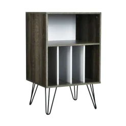 Freestanding Record Player Stand Record Storage Cabinet with Metal Legs