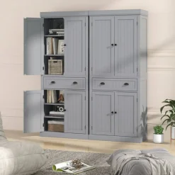 Freestanding Tall Kitchen Cabinet with 3-Position Adjustable Shelves and Large Capacity Drawer