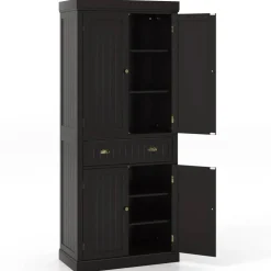 Freestanding Tall Kitchen Cabinet with 3-Position Adjustable Shelves and Large Capacity Drawer
